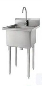 lot 60859 image: TRINITY 24-in x 21.5-in 1 -Basin 304 Grade Stainless Steel Freestanding Utility tub with Drain with Faucet