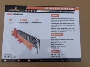 lot 2827 image: Unused Landhonor 60 inch Pine Straw Rake  LHR-PSR60