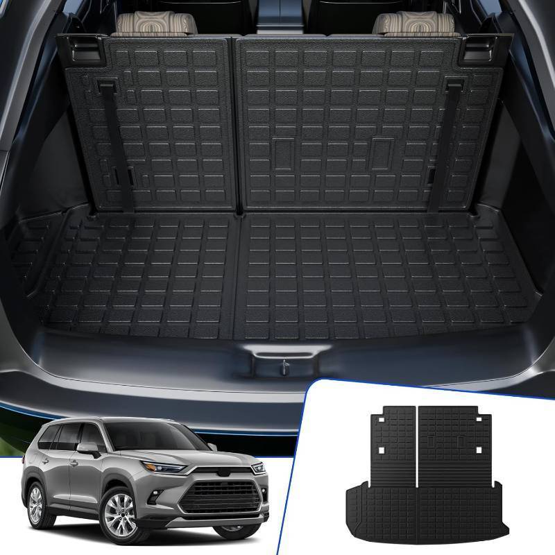 lot 271354 image: Rongtaod Cargo Mat Compatible with 2024 2025 2026 Toyota Grand Highlander Cargo Liner Trunk Mat TPE All Weather Back Seat Cover Protector Grand Highlander Accessories (Trunk Mat with Backrest Mat)