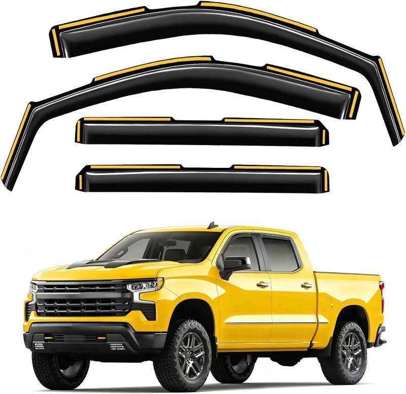 lot 271376 image: in-Channel Window Rain Guards Fit for Chevy Silverado 1500GMC Sierra 1500 2019-2026 Crew Cab Extra Durable Window Deflectors Window Visors Vent Visors Vent Shades Truck Accessories