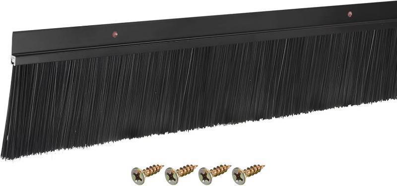 lot 9187160 image: 47-inch x 2.8-inch uxcell Door Brush Bottom Sweep H-Shape Aluminum Alloy Base with 2.8-inch PP Brush for Home, Industrial (47-inch L, Black)