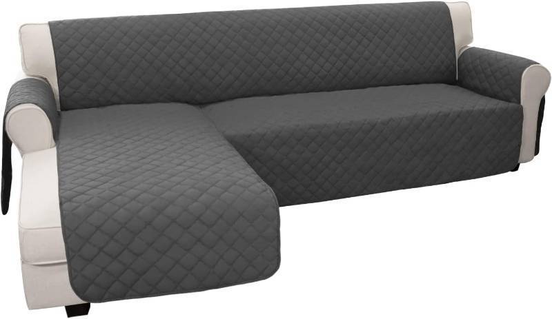 lot 261486 image: Easy-Going Sectional Couch Covers for Dogs L Shape Sofa Cover Reversible Sofa Slipcover Chaise Lounge Cover Furniture Protector Cover for Pets Dog Cat (Large, Dark GrayDark Gray)