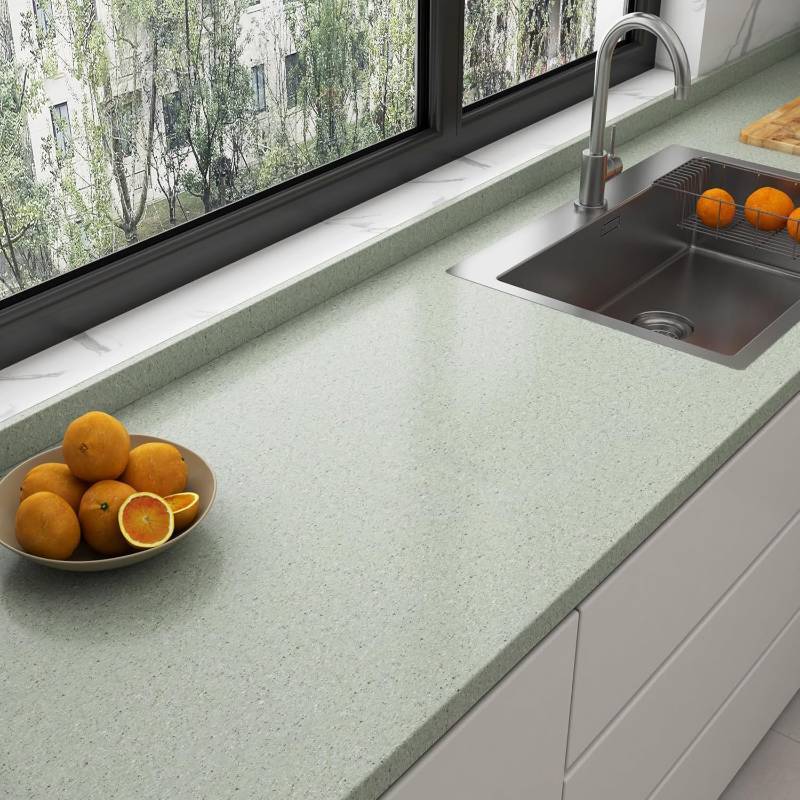 lot 361446 image: LaCheery 160x36 Sage Green Granite Contact Paper for Countertops Peel and Stick Kitchen Countertop Contact Paper Waterproof Wallpaper Self Adhesive Bathroom Counter Top Vinyl Wrap Gravel Quartz Look
