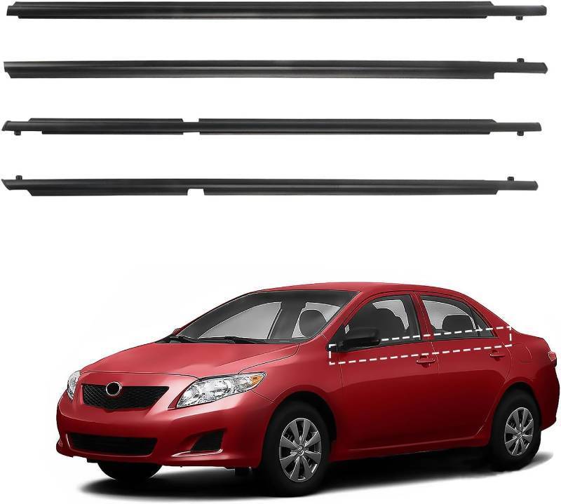 lot 361487 image: ItranMc Window Trim Seal Compatible with 2009-2012 Toyota Corolla,Black Outer Door Window Weatherstrip Rubber Seal,4-Door Sedan,Replace#75710-02210
