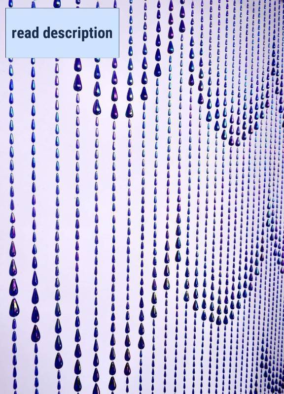 lot 461353 image: 3 FT X 9 FT Raindrops Blue Iridescent Beaded Curtain Door String Curtain Wall Panel Window Room Divider Blind for Wedding Coffee House Restaurant Parts Home Decoration