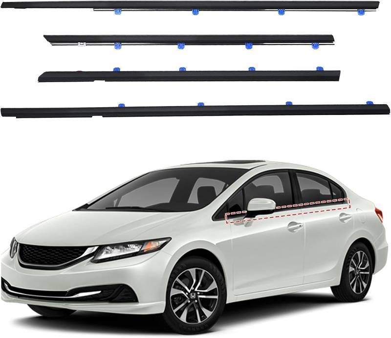 lot 251541 image: ItranMc Car Window Weather Stripping Molding Trim Belt,Compatible with Honda Civic 2012-2015 4-Door Sedan,Replace#72450-TR0-A01 72410-TR0-A01 72950-TR0-A01 72910-TR0-A01