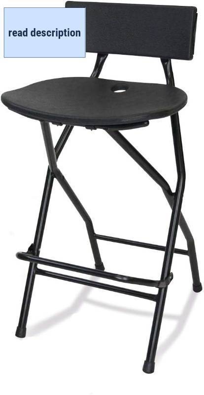 lot 452062 image: Retails for $111 EventStable TitanPRO Folding Bar Stool with Backrest - Black Metal Frame Stool with Back Support - Durable and Sturdy Folding Stool for Outdoor Kitchen Shop Cafe