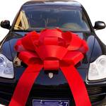 Retails for $101! 43" Giant Car Bow | 43" Red Velvet Car Bow - Huge Car Bow with Non Scratch Magnet Base, Weather Resistant and Waterproof Vinyl Magnetic Big Car Bow (1 Pack)
