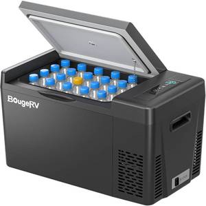 lot 152099 image: Retails for $200 BougeRV 12 Volt Refrigerator 12V Car Fridge 23 Quart Portable Freezer Compressor Cooler 1224V DC 110240V AC for Truck Van RV SUV Boat Travel Camping Road Trips Tailgating -8 50  (Black)