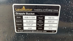 lot 235 image: LandHonor SGB-11-72W Grapple Bucket Attachment