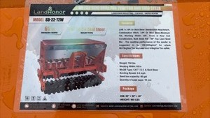 lot 248 image: LandHonor SF-72LW Agricultural No Till Seeder Attachment for tractor 3 point and Skid Steer Attachment