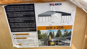 lot 132 image: 20ft x 20ft Steel Frame Carport with Galvanized Roof