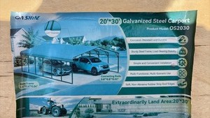 lot 630 image: Galvanized Steel Carport 20x30 Outdoor Vehicle Shelter