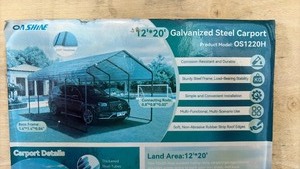 lot 638 image: Onshine 12x20 Galvanized Steel Carport Kit OS1220H