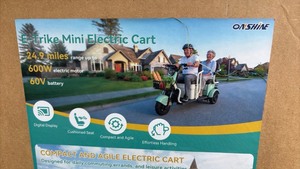 lot 688 image: Unused OnShine E-Trike Electric Cart 600W Motor 60V Battery 24.9 Mile Range damaged from shipping.