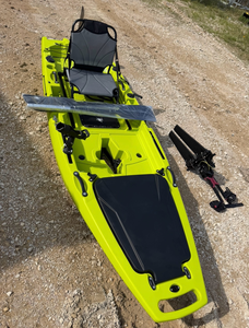 lot 802 image: Unused Nordmann Hunter Lime green Fishing Kayak with Pedal Drive System and Seat