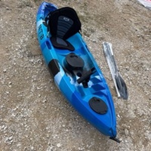 lot 804 image: NTB Blue camo unused Single Sit-On-Top Fishing Kayak with Paddle
