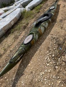 lot 805 image: green camo unused Magnum Single Seat Touring Kayak