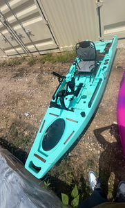lot 807 image: Teal unused Kayakers Fishing Kayak with Pedal Drive and Accessories
