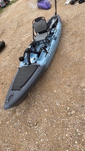 lot 815 image: Blue and grey unused Fishing Kayak with Pedal Drive System and Comfort Seat