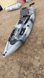 lot 828 image: grey unused Grizzly Fishing Kayak with Paddle