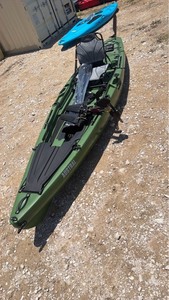 lot 836 image: Green unused Fishing Kayak with Pedal Drive System and Accessories