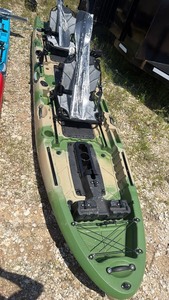 lot 839 image: Camo unused 2 seater Fishing Kayak with Pedal Drive System