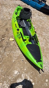 lot 840 image: Neon green unused NITB Outdoors Fishing Kayak with Seat and Paddle