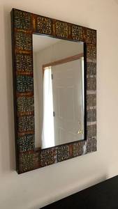lot 903 image: Metal Floral Block Pattern Wall Mirror 36X24