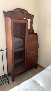 lot 906 image: Vintage Colonial Secretary Desk with Hutch and Drop-Down Front 68X35X11