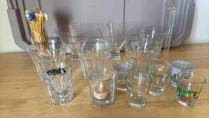 lot 1135 image: Mixed Glass Collection with Serving Bowls and Drinking Glasses