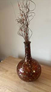 lot 1203 image: Mosaic Tile Decorative Vase with Dried Branch Arrangement