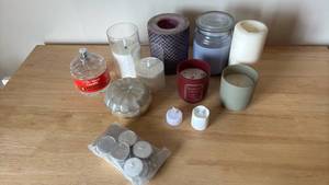 lot 1223 image: Mixed Candle Collection with Holders and Tea Lights