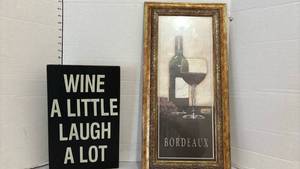 lot 1230 image: Two Wine themed pieces of wall art