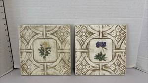 lot 1231 image: Decorative Botanical Wall Art with Floral Motifs