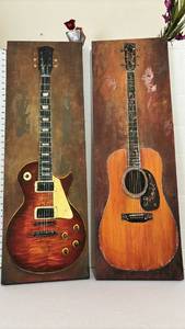 lot 1233 image: Guitar Wall Art Paintings Set