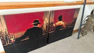 lot 1235 image: Bar Scene Canvas Prints Set of 2 - Each 32 x 32