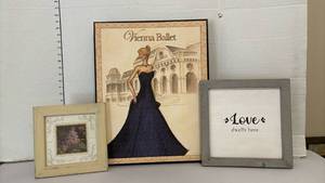 lot 1239 image: Mixed Framed Wall Art - Vienna Ballet, Floral Print and Love Quote