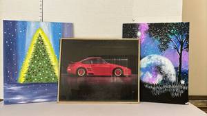 lot 1241 image: Porsche 930 Liver Turbo Framed Print plus Paintings