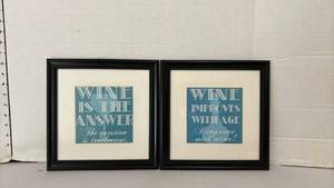 lot 1243 image: Framed Wine Quote Wall Art Set