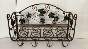 lot 1249 image: Iron Wine Rack with Grape Leaf motifs