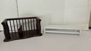 lot 1253 image: Vintage Bombay Company Desktop  and a small shelf