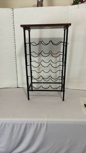 lot 1256 image: Metal Wine Rack with Wood Top