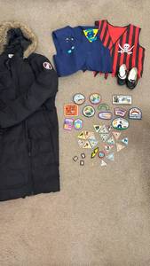 lot 1406 image: XL Long Black Coat, Costumes, Scouts Patches and more
