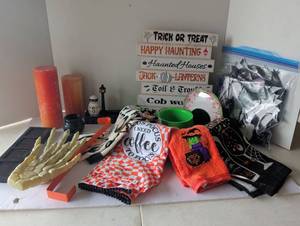 lot 3008 image: Halloween Dish Towels and Decor