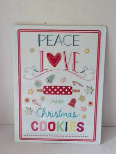 lot 3039 image: Peace Love Christmas Cookies Embossed sign Pioneer Woman brand