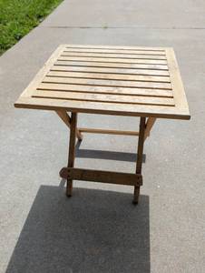 lot 3072 image: Teak Wood Folding Outdoor Side Table