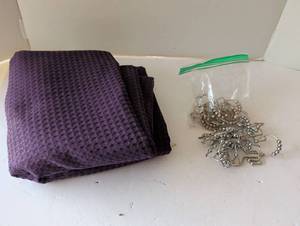 lot 3108 image: Shower curtain and shower hooks