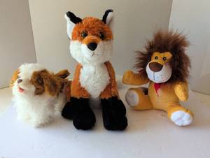 lot 3118 image: Plush Animal Collection - Fox, Lion and Dog Stuffed Toys