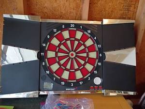 lot 3216 image: Sportcraft Electronic Dart Board with Darts and Power Cord.  Works